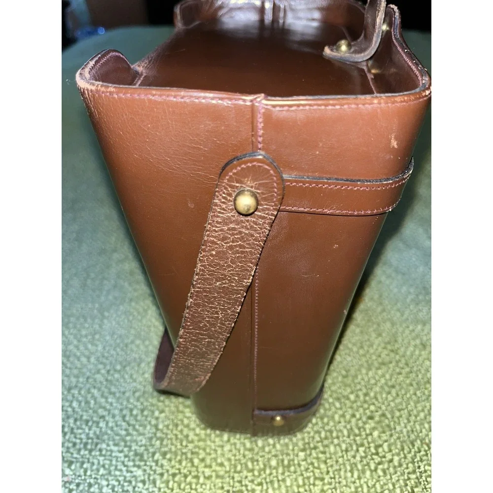 Vintage 60s Leather Purse By Jana , Brass Detail , Mirror - Picture 4 of 10